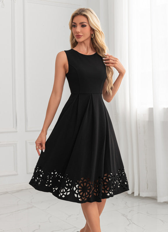 Robe Midi Noire Ajourée - gallery 3