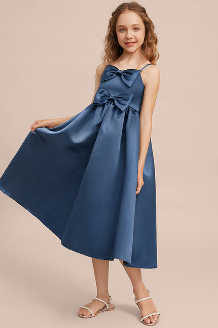 Robe Midi Satin Bleu Foncé - gallery 3