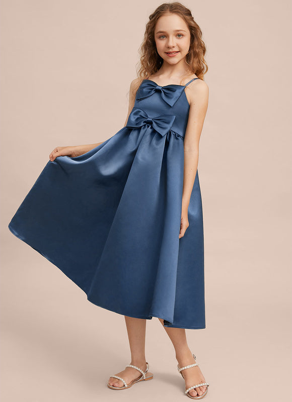 Robe Midi Satin Bleu Foncé - gallery 3