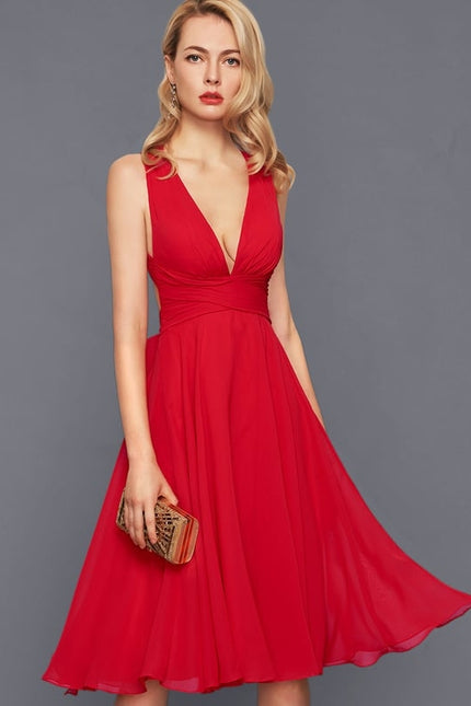 Robe Midi Rouge Élégance