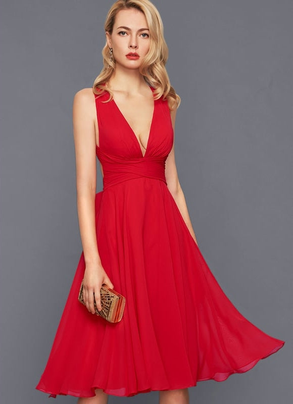 Robe Midi Rouge Élégance