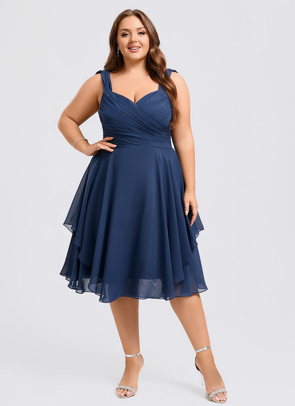 Robe Midi Aérienne Marine - gallery 9