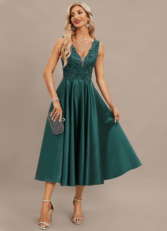 Robe Midi Émeraude Élégante - gallery 5
