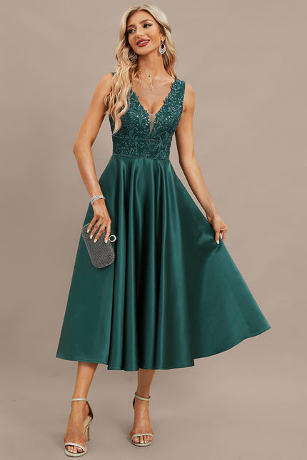 Robe Midi Émeraude Élégante - gallery 5