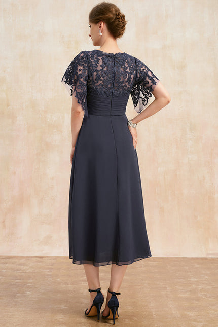 Robe Midi Mousseline Marine - gallery 4