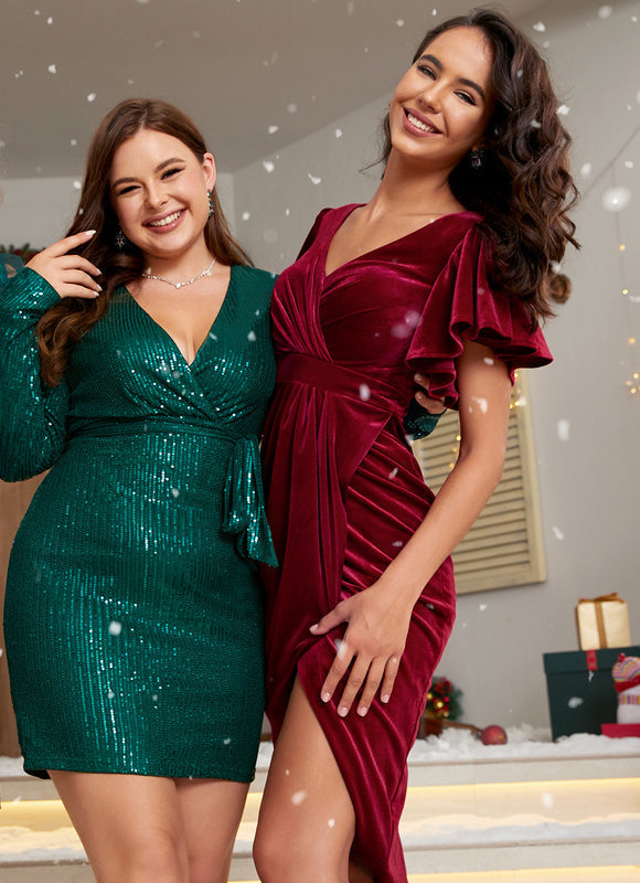 Robe Midi Velours Froncée - gallery 5