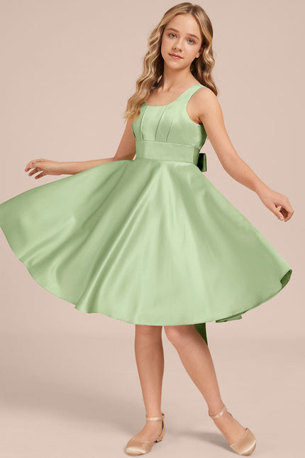 Robe Midi Satin Évasée Verte