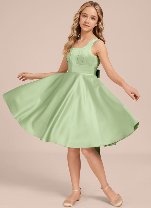 Robe Midi Satin Évasée Verte