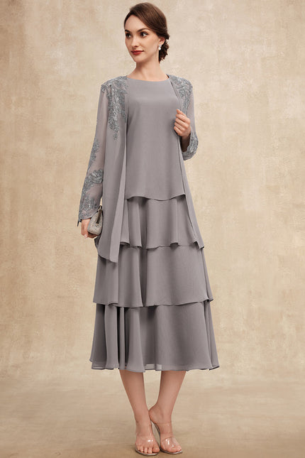 Robe Midi Grise Cascades - gallery 3