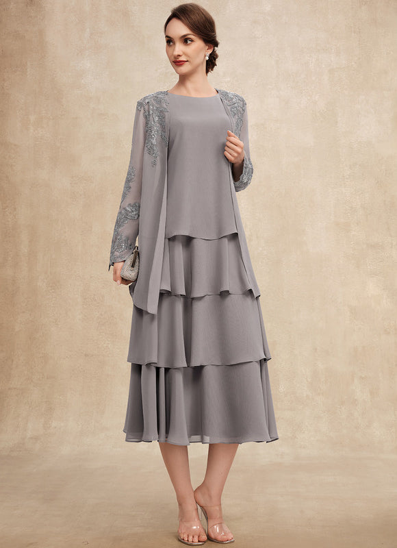 Robe Midi Grise Cascades - gallery 3