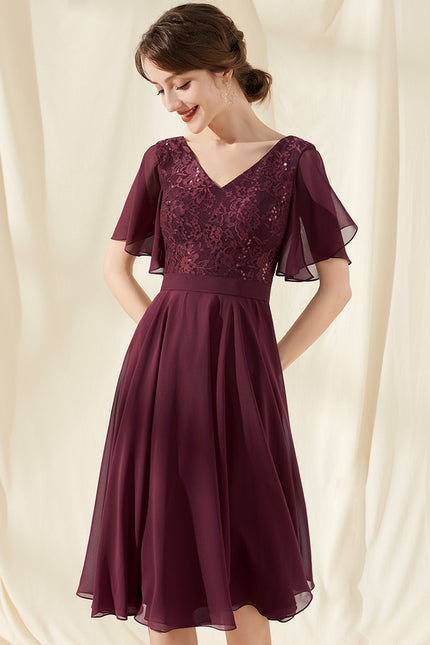 Robe Midi Bordeau Flottante - gallery 1