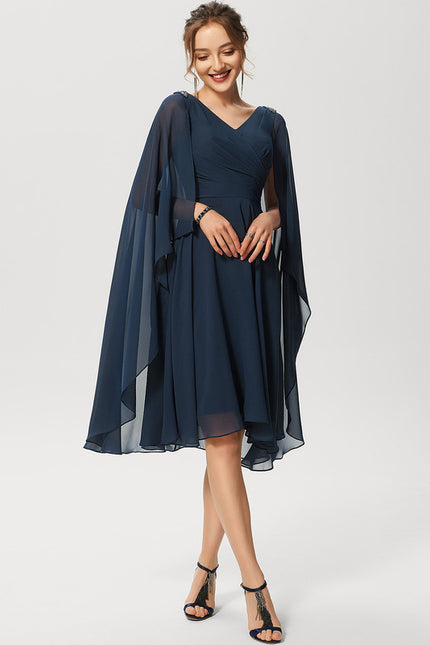 Robe Midi Éthérée Marine - gallery 1