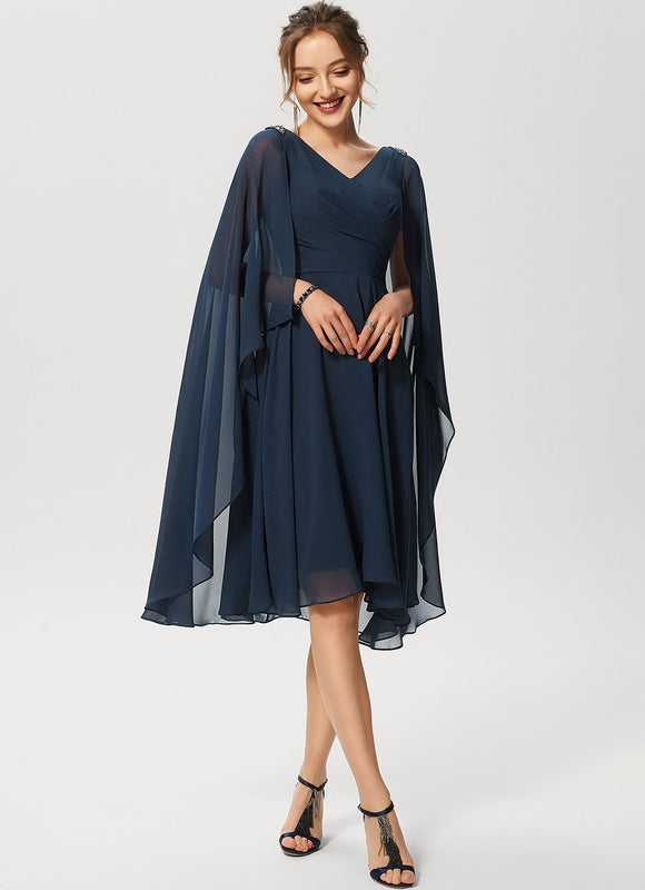 Robe Midi Éthérée Marine - gallery 1