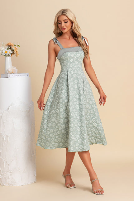 Robe Midi Midi Jacquard Verte - gallery 3