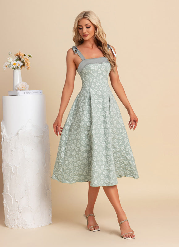 Robe Midi Midi Jacquard Verte - gallery 3
