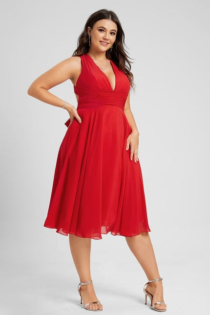 Robe Midi Rouge Élégance - gallery 7