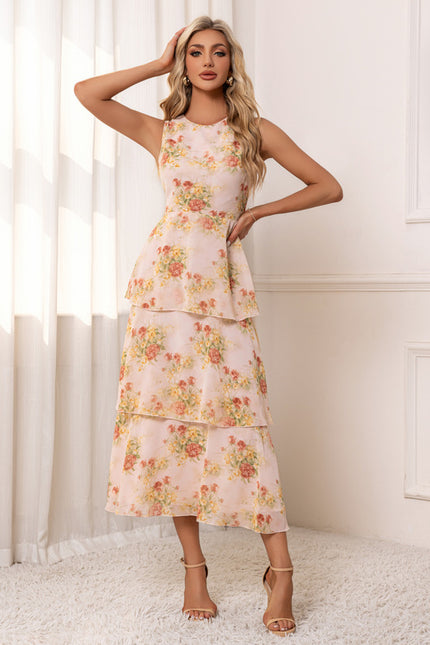 Robe Midi À Volants Florale