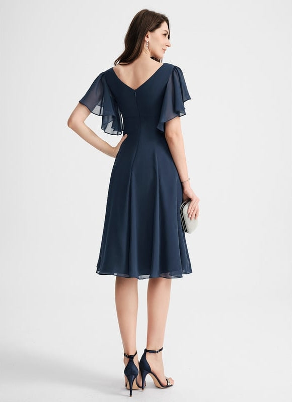 Robe Midi Aérienne Marine - gallery 1