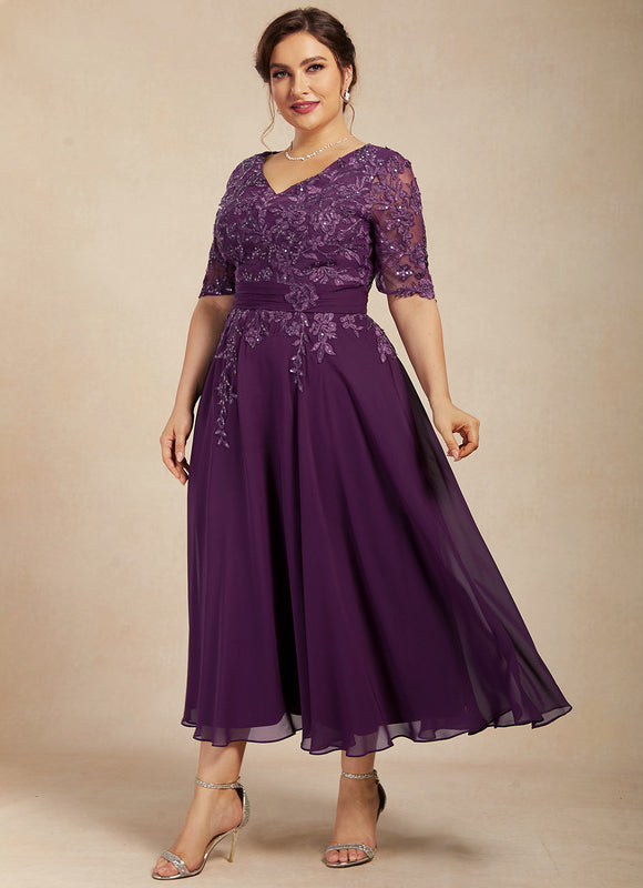 Robe Midi Violet Élégante - gallery 9