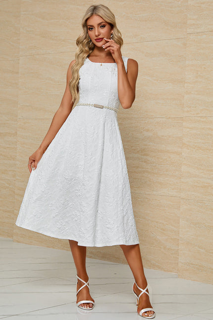 Robe Midi Jacquard Blanche - gallery 5