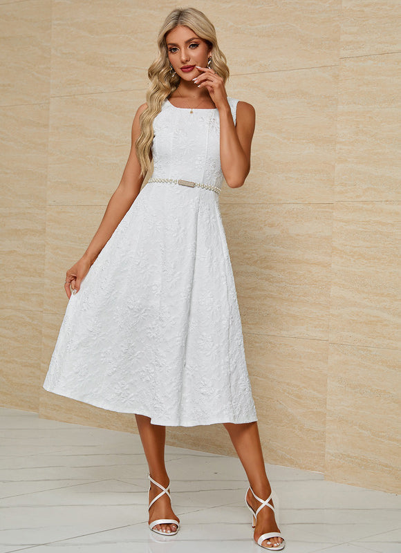 Robe Midi Jacquard Blanche - gallery 5