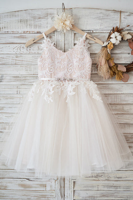 Robe Midi Enfant Dentelle Blanche