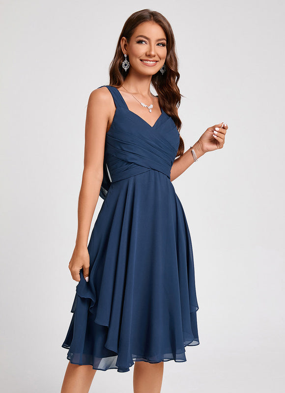 Robe Midi Aérienne Marine - gallery 6