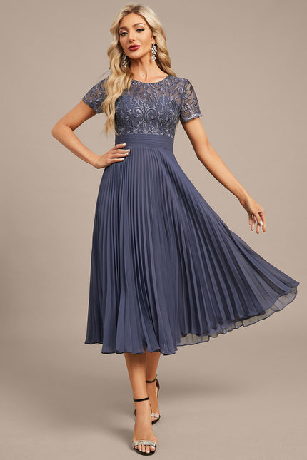 Robe Midi Plissée Nuit