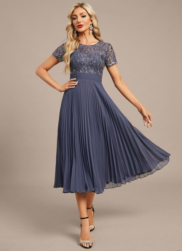 Robe Midi Plissée Nuit