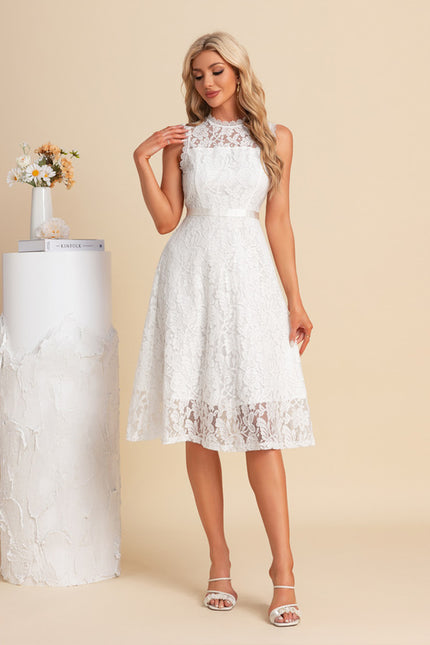 Robe Midi Blanche En Dentelle