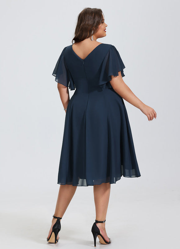 Robe Midi Aérienne Marine - gallery 7