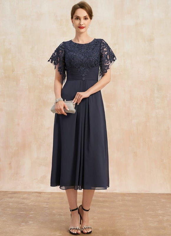 Robe Midi Mousseline Marine