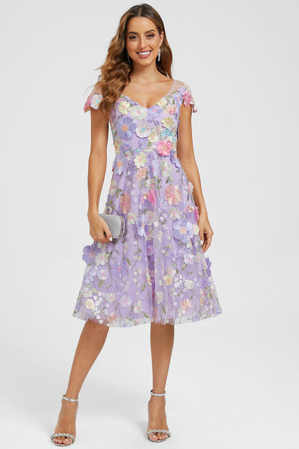 Robe Midi Fleurie Lilas - gallery 5