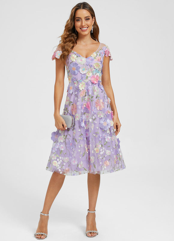 Robe Midi Fleurie Lilas - gallery 5
