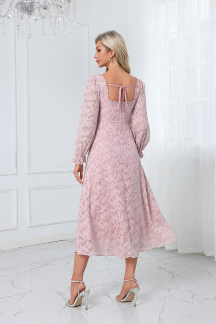 Robe Midi Rose À Motifs - gallery 4