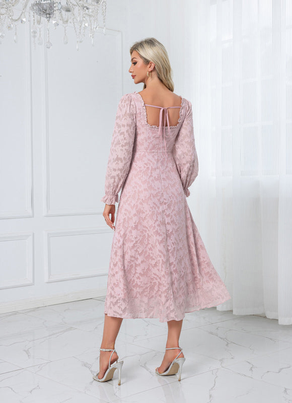 Robe Midi Rose À Motifs - gallery 4