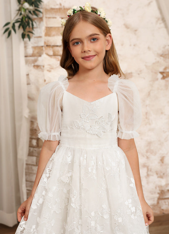 Robe Midi Enfant Dentelle Blanche - gallery 5