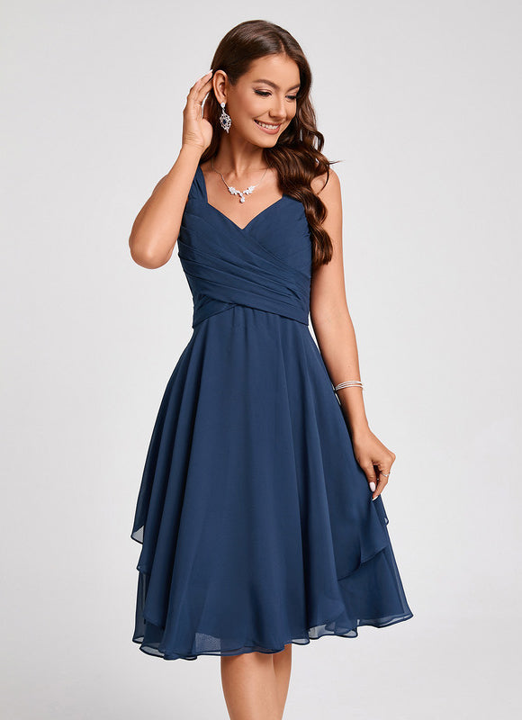 Robe Midi Aérienne Marine - gallery 3