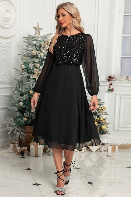 Robe Midi Paillettes Noire - gallery 4