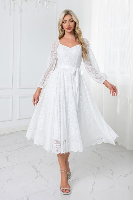 Midi Robe Blanche Femme - gallery 1
