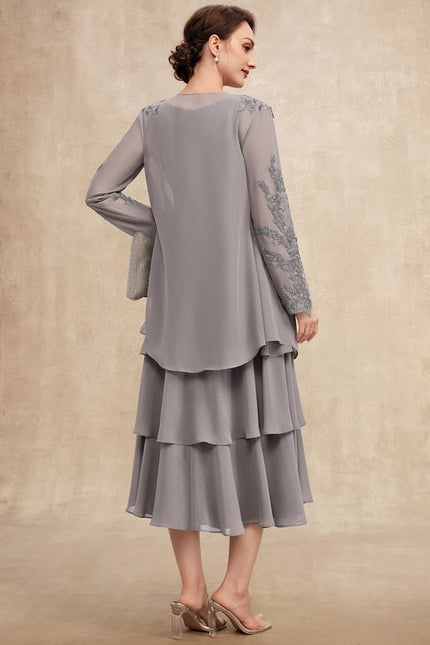Robe Midi Grise Cascades - gallery 4