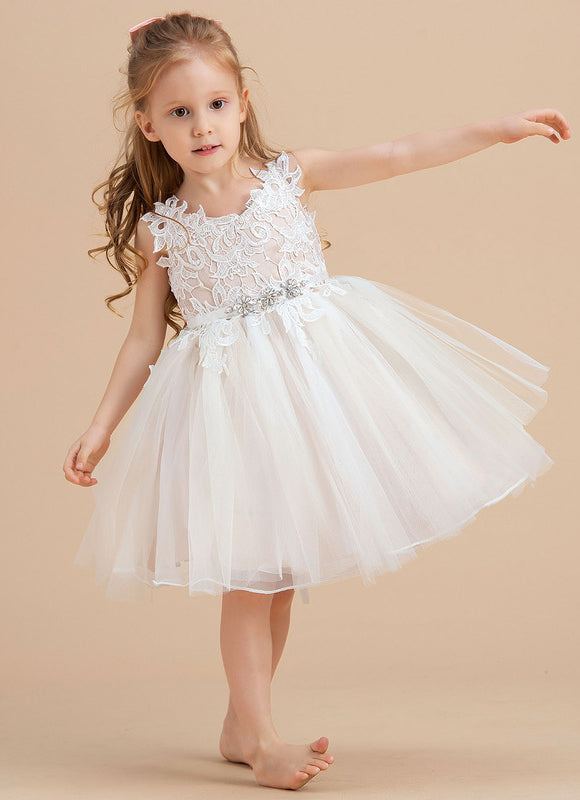 Robe Midi Enfant Dentelle Blanche - gallery 1