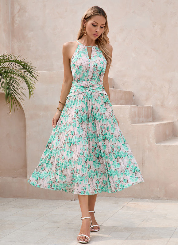 Robe Midi Midi Floral Aquatique - gallery 1
