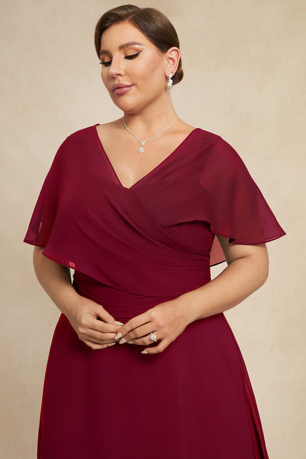 Robe Midi Rouge Élégant Vaporeux - gallery 8