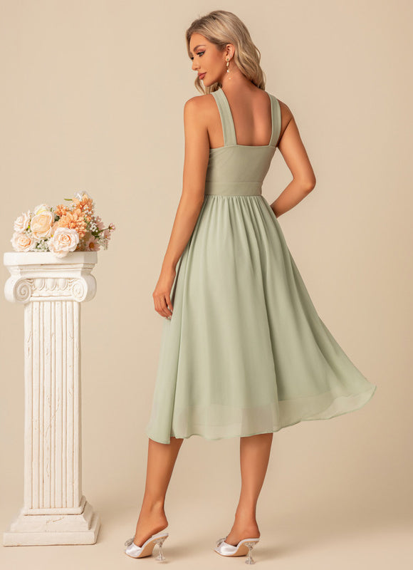 Robe Midi Chiffon Vert - gallery 4