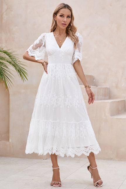 Robe Midi Dentelle Bordeaux - gallery 4