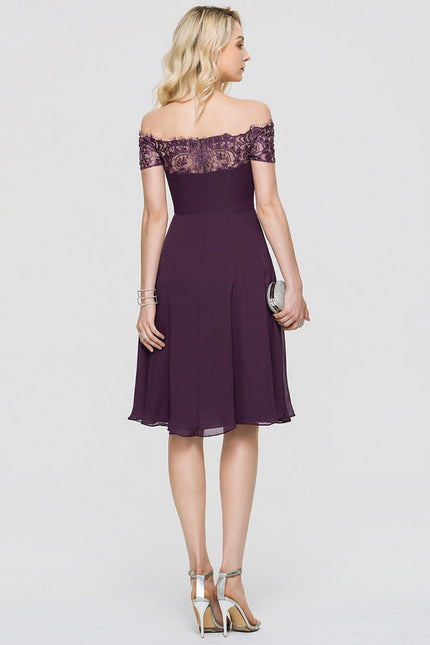 Robe Midi Élégance Pourpre Aérienne - gallery 4