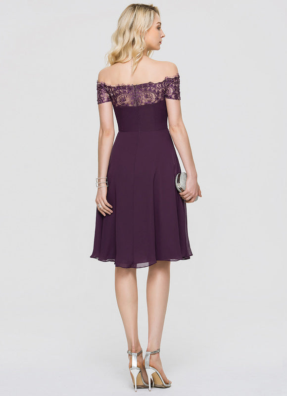 Robe Midi Élégance Pourpre Aérienne - gallery 4