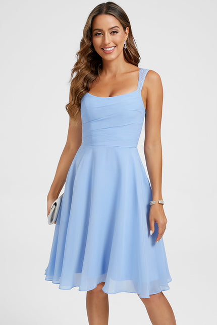 Robe Midi Bleue Aérienne - gallery 1