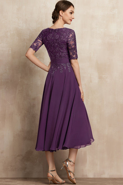 Robe Midi Violet Élégante - gallery 2